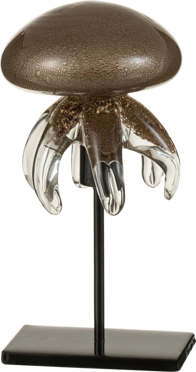 J-Line Decoratie Kwal op Voet - Glas - Bruin - Small