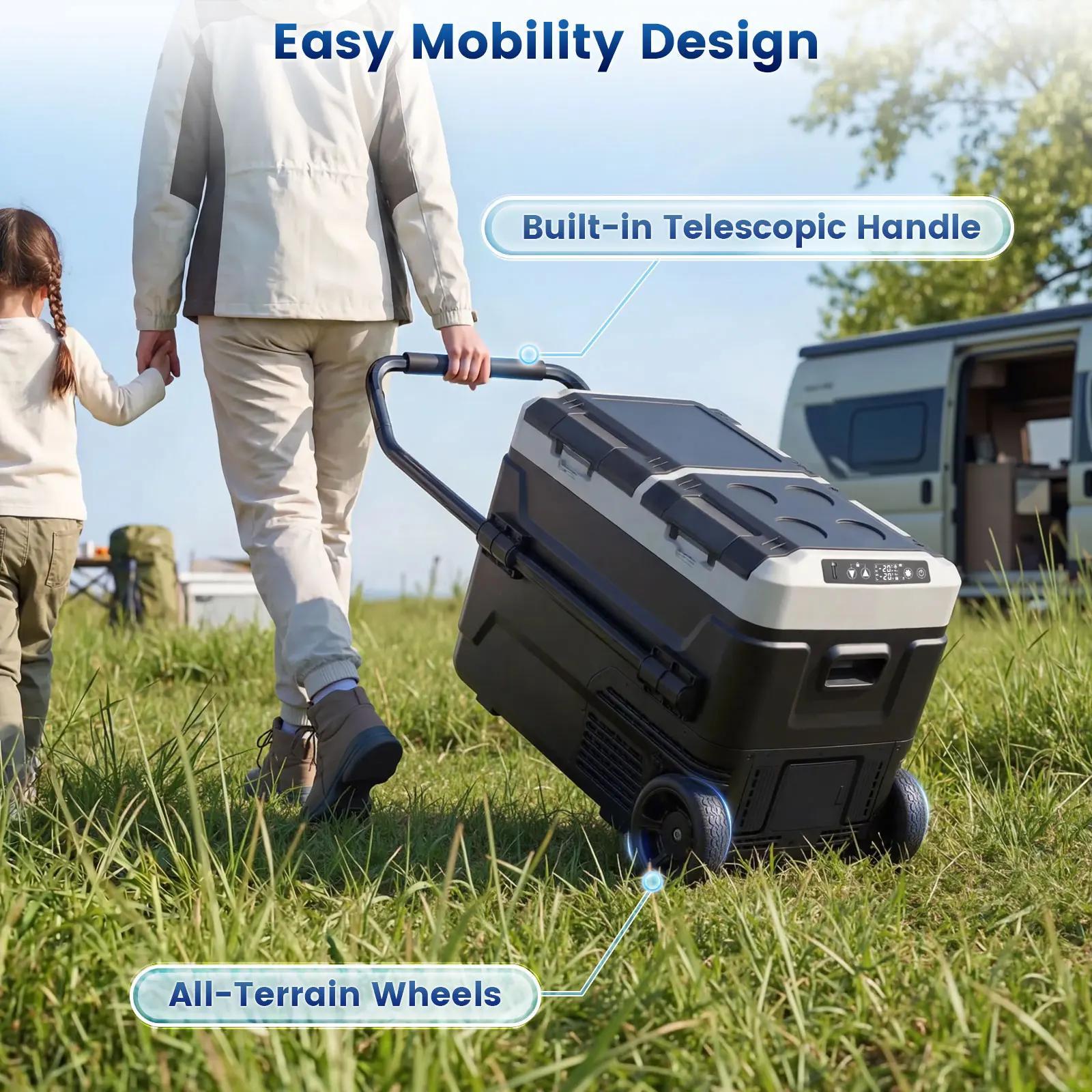 Auto Kühlbox Gefrierbox - Kompressor Kühlbox 50L - Unabhängige Dual Zone - 12V/220-240V - Bluetooth App Steuerung - Rollen - -20 bis 20°C