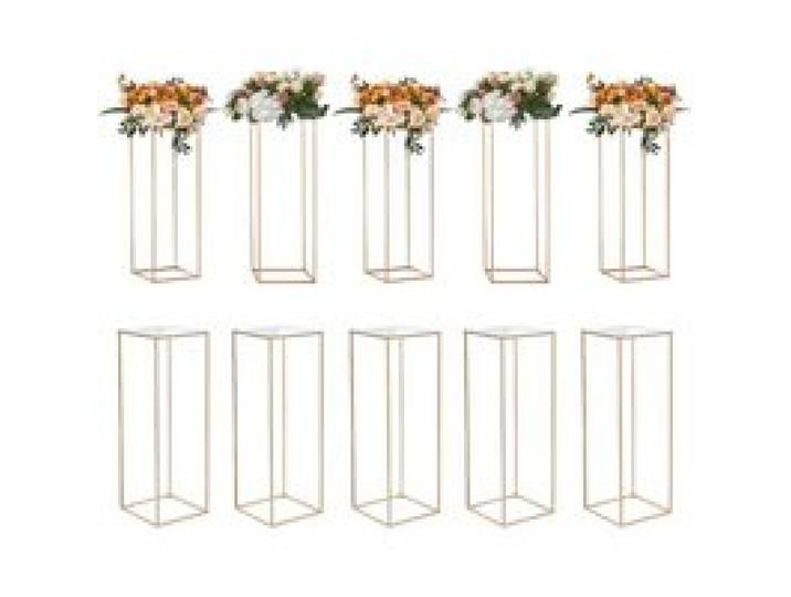 VEVOR 10PCS Support de Fleurs de Mariage 80 cm Porte-fleurs Métal Doré Centre de Table Mariage Vase Géométrique Stratifié Acrylique Présentoir Floral pour Réception Événement Décoration de Fête Maison