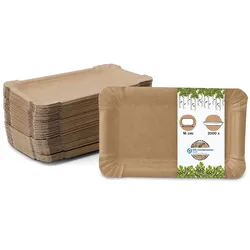BIOZOYG 500 Stück Einwegteller 13 x 20 cm Pappteller, biologisch abbaubar, braun, rechteckig, recyclingfähig, robust Bioteller, Einweggeschirr