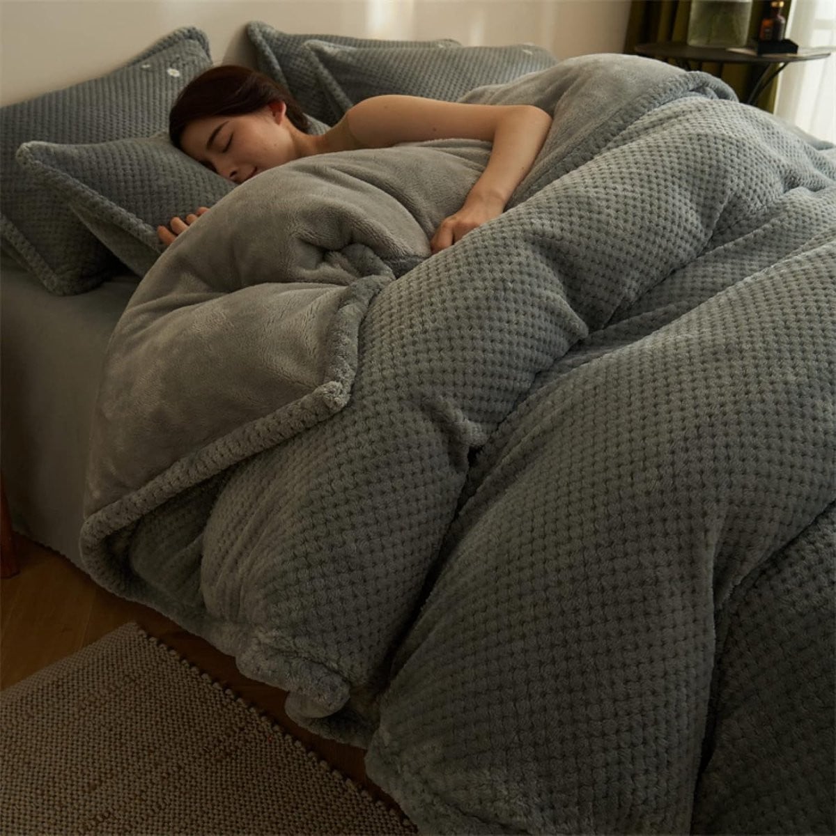 Fleece beddengoedset koraal fluweel voor volwassenen - 180 x 200 cm