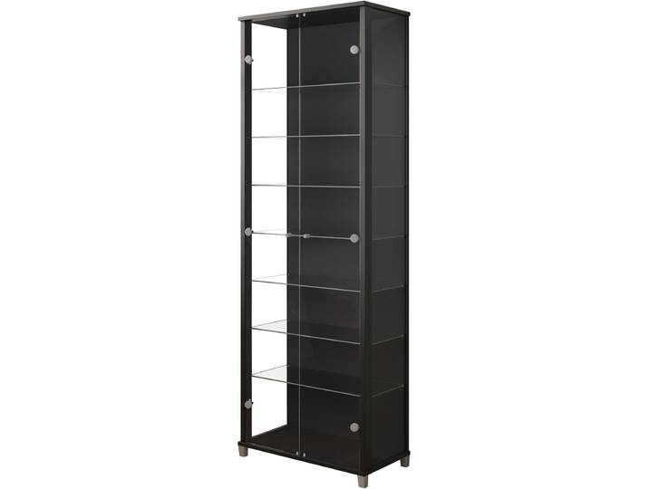 Vitrine FIF MÖBEL Optima , schwarz, B:58cm H:172cm T:32,7cm, Holzwerkstoff, Kunststoff, Sicherheitsglas ESG, Schränke, Vitrine, Standvitrine, 2 Glastüren, 7 Böden, vielseitig, perfekt für Sammler