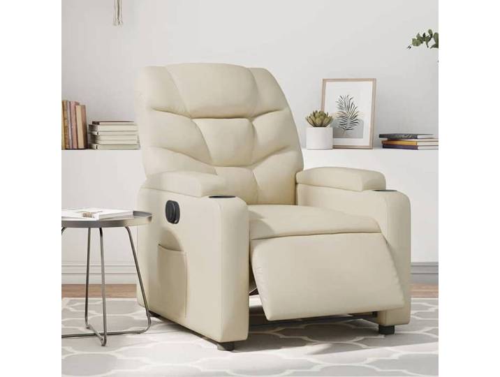 Meuble Fauteuil inclinable électrique Crème Similicuir SIEGE - ASSISE FF5548