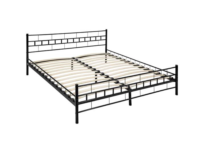 Lit design moderne en acier avec sommier 180 x 200 cm noir