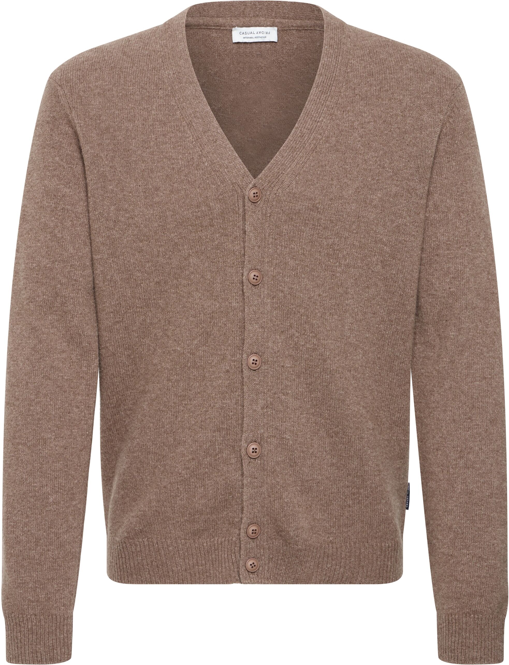 Strickjacke CASUAL FRIDAY "Strickjacke CFKarl", Herren, Gr. M, chocolate chip melange, normal, Strickjacken Strickjacke