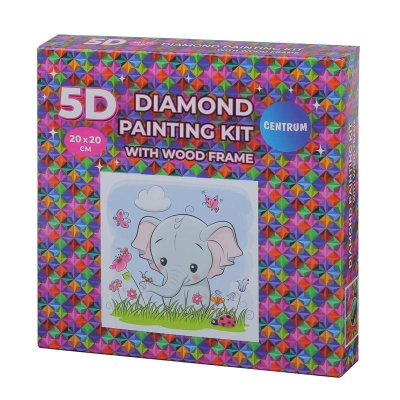 Panta Plast Diamantmozaïek in lijst - Olifant - 20x20 cm