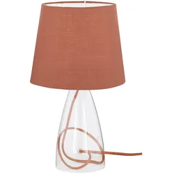 Tisch Lampe Glas klar Stoff Schirm braun Beleuchtung Schalter ACTION 800801510000