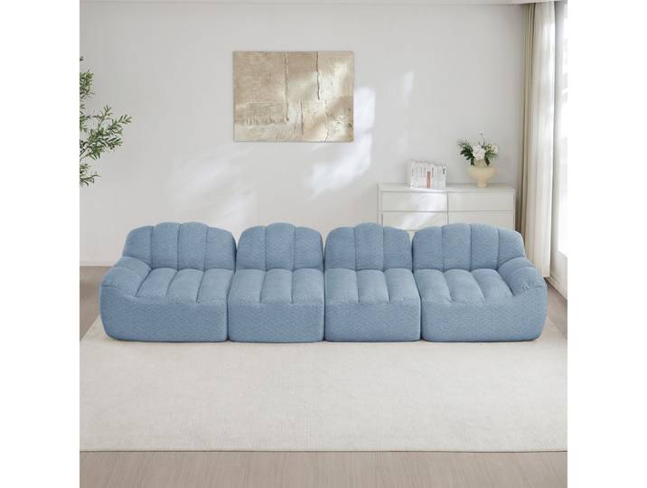 BBWL Sofa 4-Sitzer Modulares Boneless Sofa Muschelform mit 32D Hochdichtschaum, tiefe Sitze, weicher, ergonomisches Sofa, flexibel & komfortabel