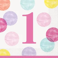16 Servietten 1. Geburtstag Mädchen Punkte