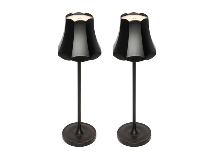 Lot de 2 lampes de table rétro noires rechargeables IP44 - Granny