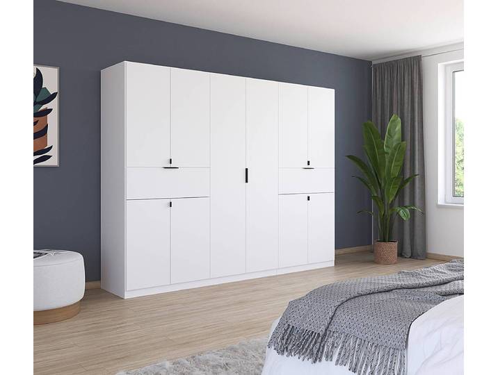Armoire Ticao équipée de Softclose 271cm Blanc/Blanc alpin