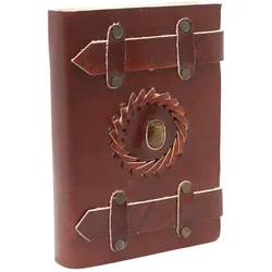 Leather Tigereye with Belts Notebook 15x10 cm