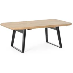 Couchtisch Nashik aus Mangoholz, klassisch rechteckig, naturfarben, Metallgestell, 118 cm