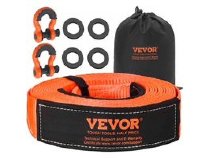 VEVOR Abschleppgurt-Bergeset, 16329 kg, Abschleppseil mit Aufbewahrungstasche & 19 mm D-Ring-Schäkel, Notfall-Hochleistungsgurt für SUVs, Pickups, LKWs, Boote, Geländefahrzeuge, 76,2 mm x 9,1 m