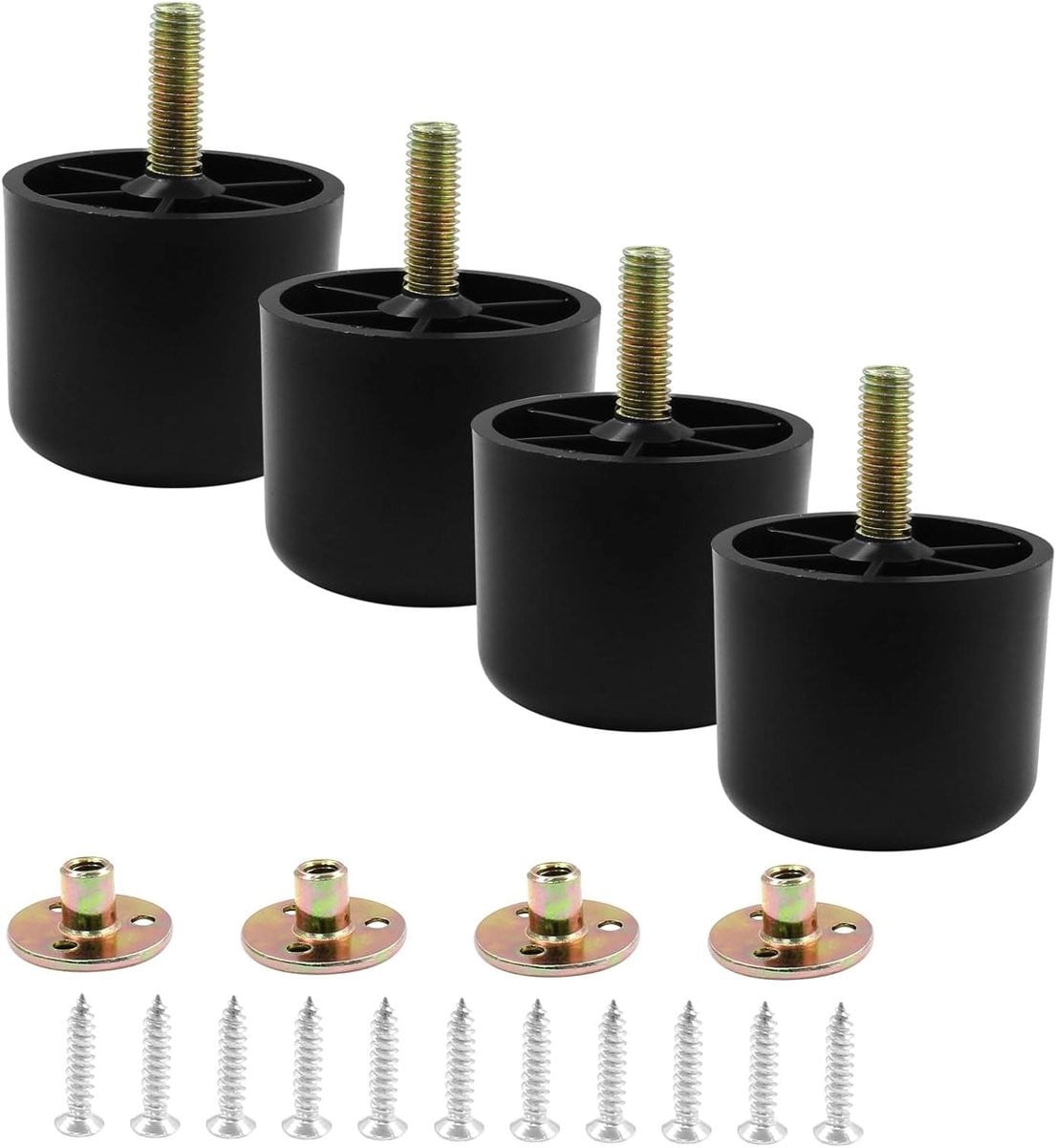 Zwarte meubelpoten van kunststof ABS-plastic voor banken en meubels, Hoogte: 4 cm