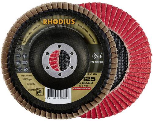 Rhodius 210251 LSK FK Fächerschleifscheibe Durchmesser 115mm Bohrungs-Ø 22.23mm Körnung (num) 60 Edelstahl