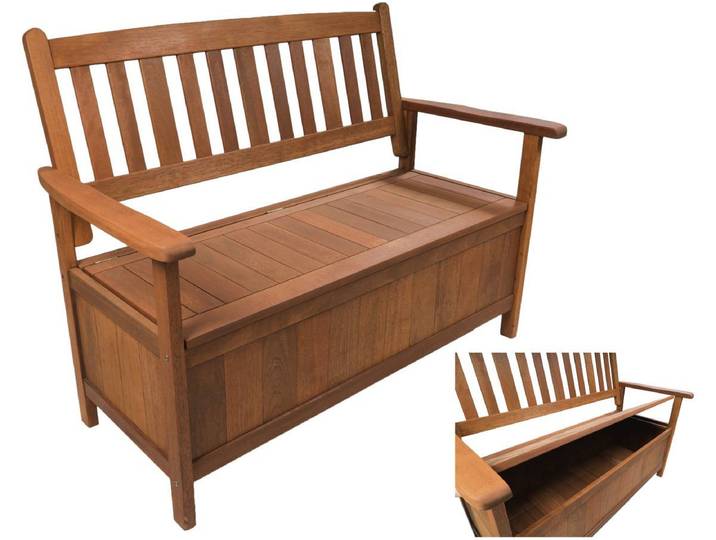 Banc de jardin 2 places avec coffre Manille - Mapel en Bois - Marron