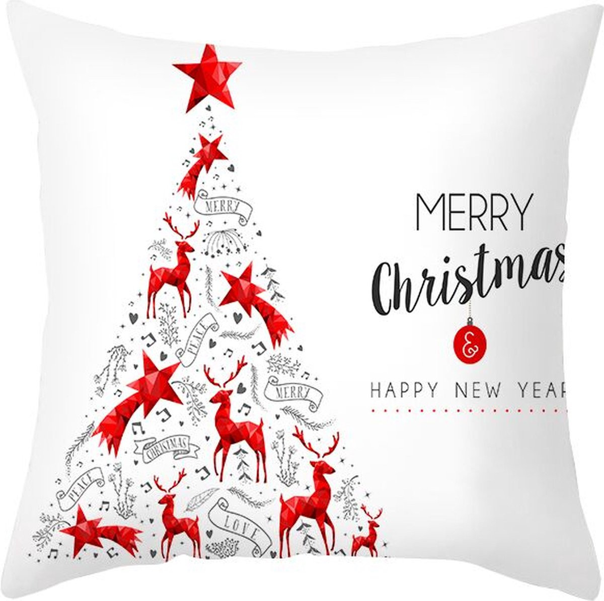 Without Lemon Kerst Kussenhoes - Wit met Kerstboom - Decoratie voor de Kerstdagen