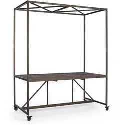 Esstisch Ausstelltisch mit Dach, Tannenholz und Metall, klassisch, natur, für 6–8 Personen, 180 cm