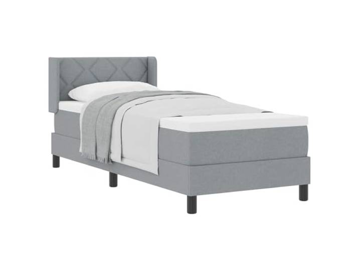 KKgypkn Boxspringbett mit verstellbarem Kopfteil Hellgrau 200 x 80 cm Stoff – Modernes Boxspringbett mit mittelfester Taschenfederkernmatratze, verstellbarem Kopfteil