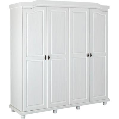 Kleiderschrank INTER LINK "Isny, Bauernschrank Kiefer Massivholz, FSC, Landhausstil", weiß, B:182cm H:198cm T:60cm, Massivholz, Schränke, Kleiderschrank, Dielenschrank mit Soft-close Türen, BxTxH: 183,30 x 59,30 x 197,80 cm