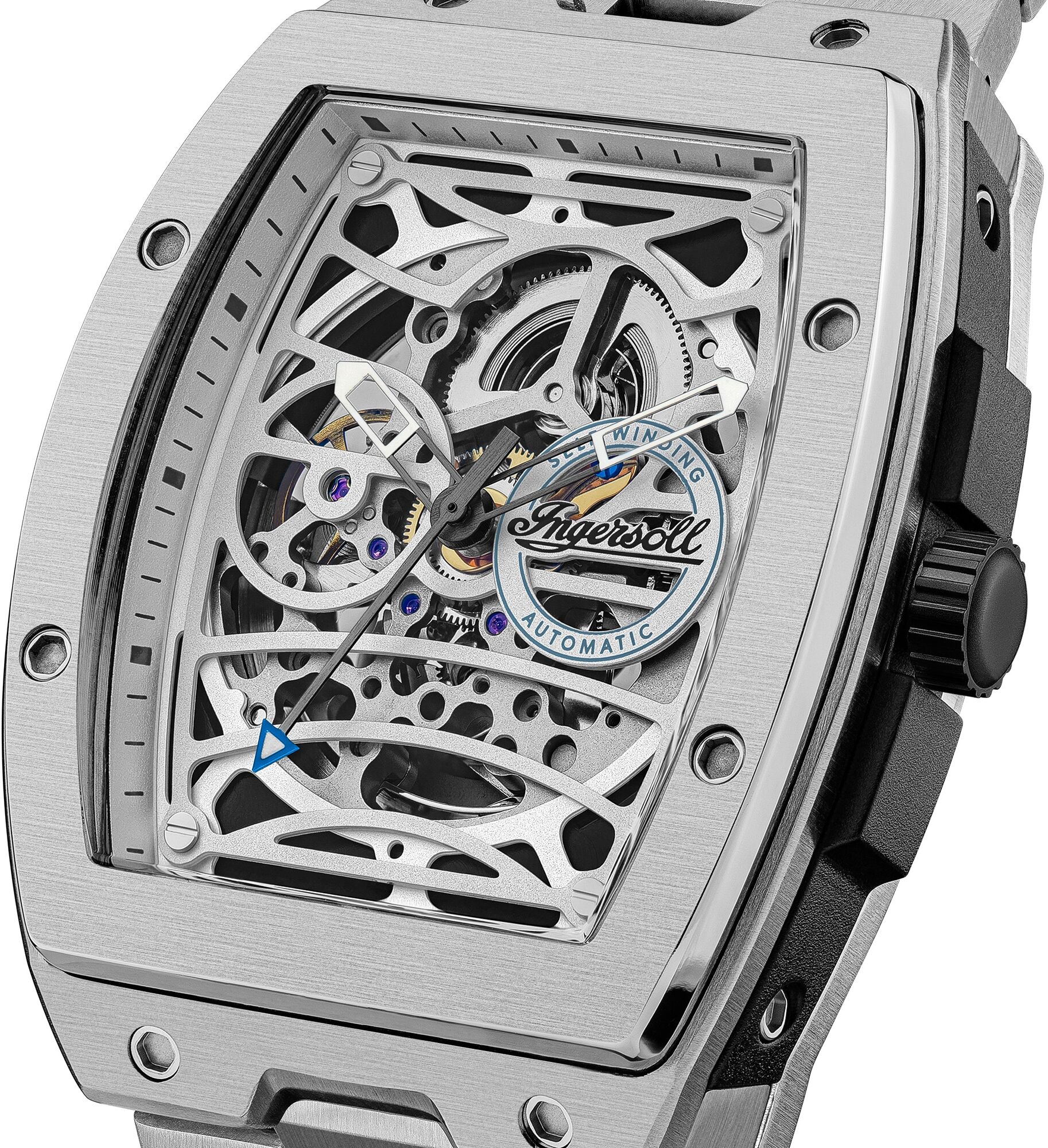 Automatikuhr INGERSOLL "The Challenger", silberfarben, silberfarben, silberfarben, silberfarben, Armbanduhren, Herren, silberfarben, Automatikuhr, Armbanduhr, Herrenuhr, Mechanische Uhr, Edelstahlarmband, analog