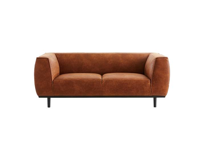 Design-Sofa aus Leder in Antikoptik Cognacbraun 2/3-Sitzer MORRIS