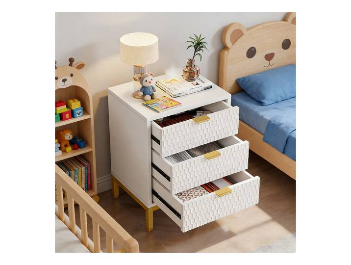 Celya Nachtkommode Nachtkommode Moderner Nachttisch, 65,5 cm hoch, Nachttisch mit 3 Schubladen