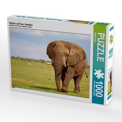 CALVENDO Puzzle Elefant auf Tour, Namibia | 1000 Teile Lege-Größe 64x48cm Foto-Puzzle für glückliche Stunden