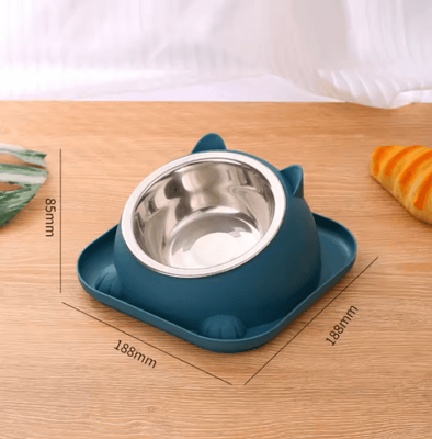 Inspire Picks Stainless Steel Anti Spill Cat Bowl Non Slip Pet Food & Water Feeder blue 1set