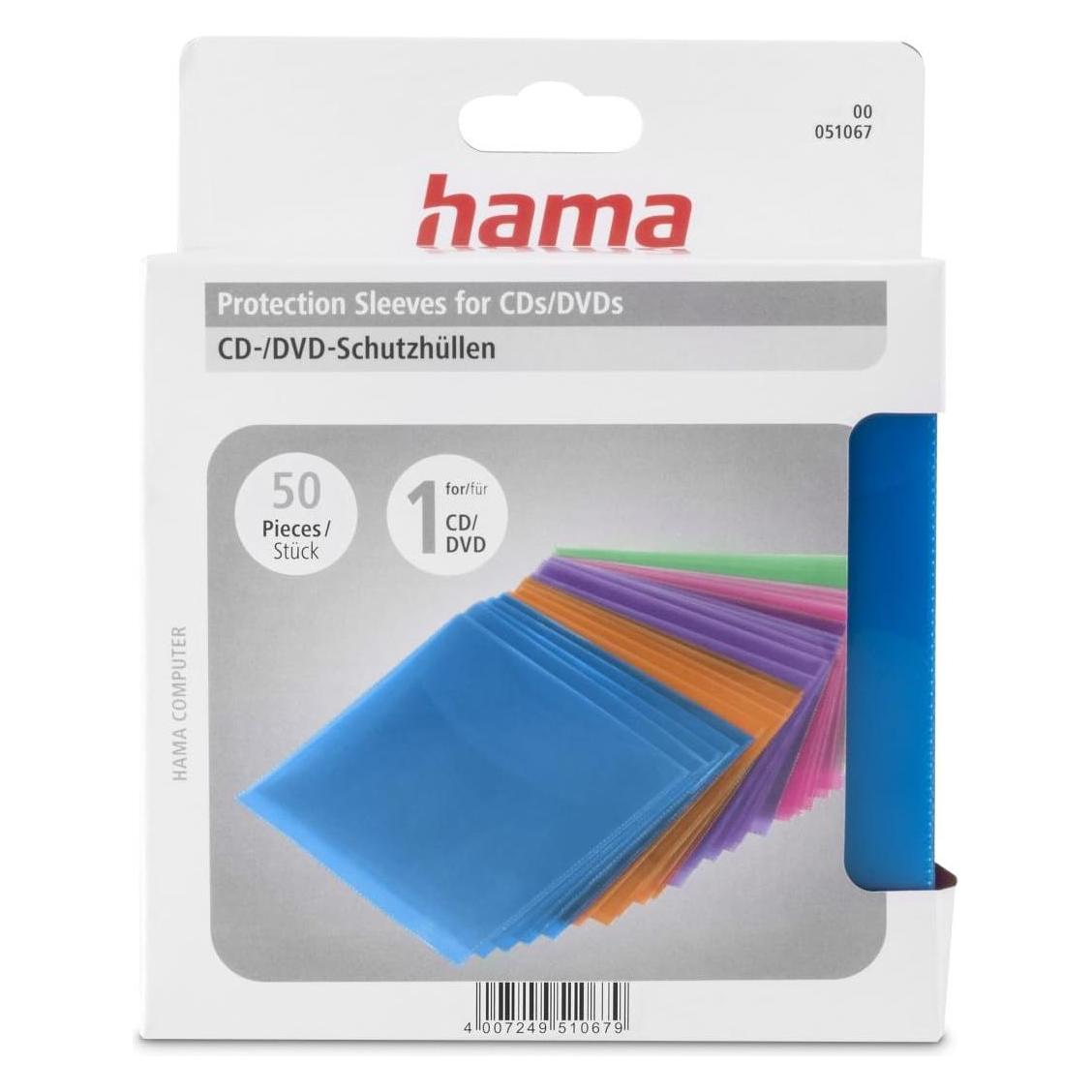 Hama 1x50 CD-ROM/DVD-ROM Schutzhüllen farbig (51067)