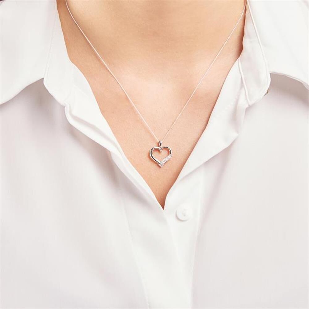 Brilladia Weißgold-Anhänger Herz-Form 14 Diamanten silber