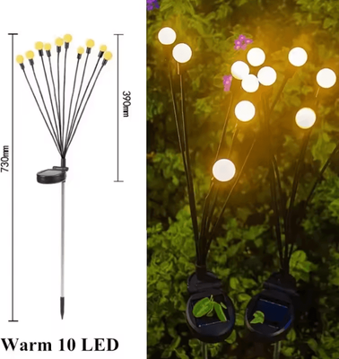 Inspire Curations Solar Firefly Garden Lights Swaying Outdoor Solar Lawn Lights 10 Head Warm