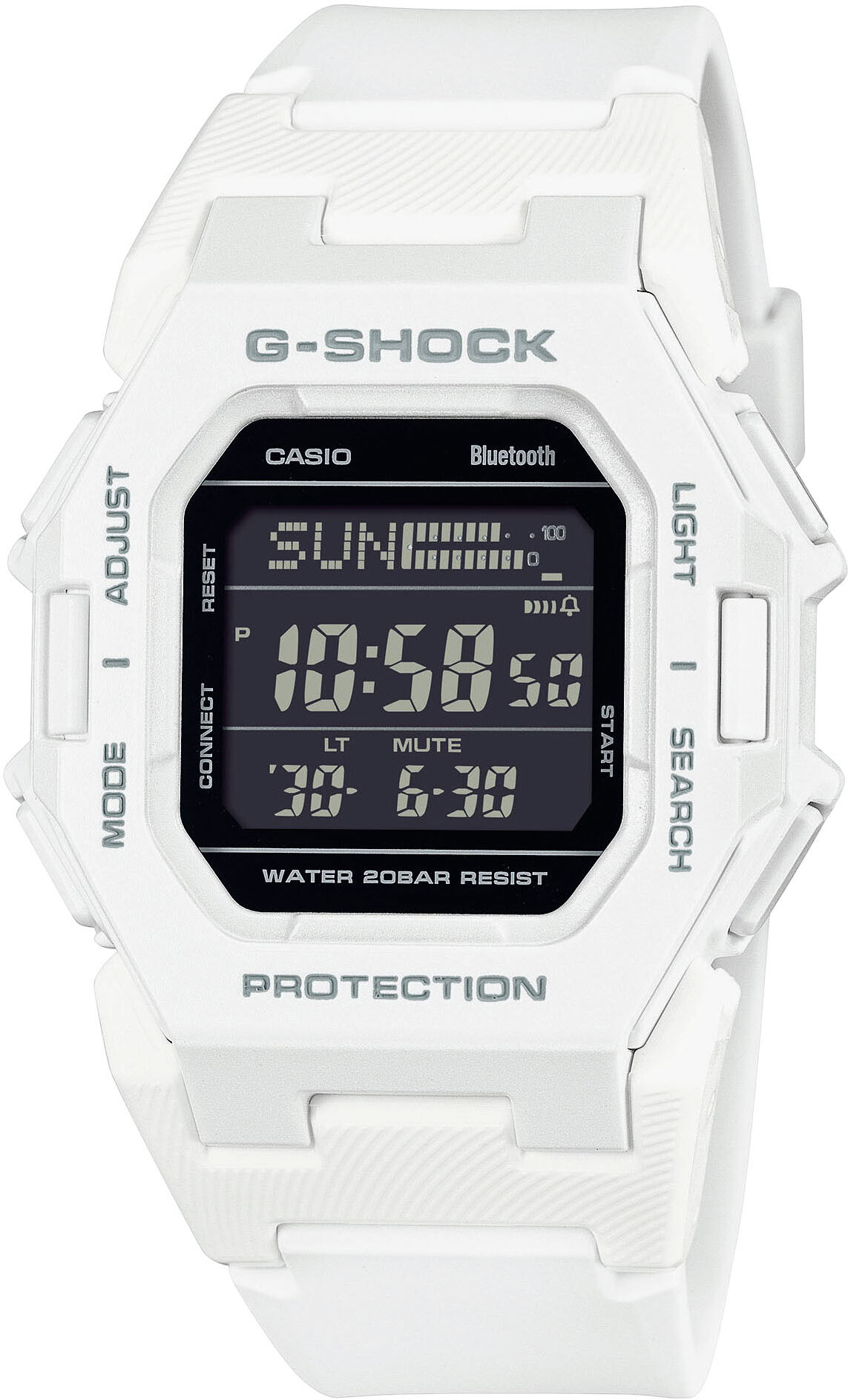 Smartwatch CASIO G-SHOCK "GD-B500", weiß (weiß, weiß), Smartwatches, Herren, Smartwatch, Armbanduhr,Herrenuhr,Bluetooth,Step Tracker, 2. Zeitzone, Resinarmband