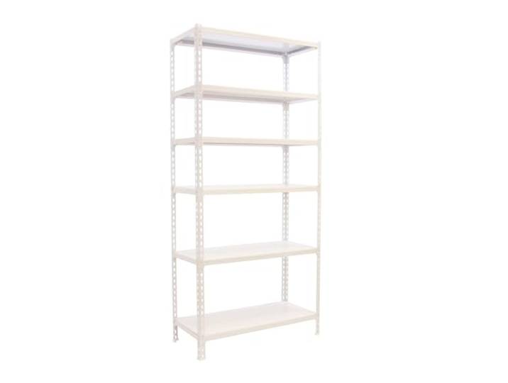 Simon Rack Metallregal 2500x1100x500 mm - Simonclick 6 Höhen, Metallablage, Biegepunkt 200 kg, Korrosionsschutzlackierung, Klicksystem-Montage, Weiss