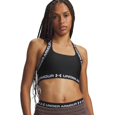 Sport-BH UNDER ARMOUR "HEATGEAR MID T-BACK", Damen, Gr. L, N-Gr, schwarz (ultimate schwarz, weiß), Obermaterial: 87% Polyester, 13% Elasthan, BHs Sport-BH, Sport-BH ohne Bügel, für Training und Fitness, mit T-Back-Schnitt