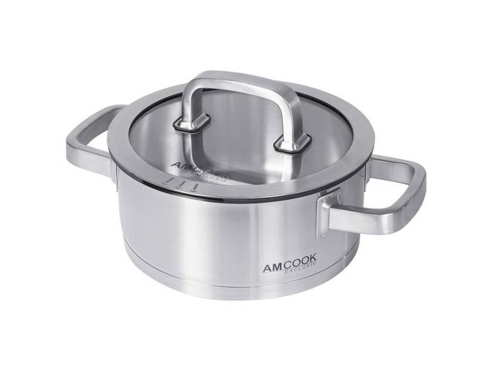 Am Cook Kochtopf, Edelstahl, Metall, 2,0 L, 9 cm, Messskala, Abgießfunktion, Griffe werden nicht heiß, leichte Reinigung,mit Dampfablass, Kochen, Töpfe, Kochtöpfe