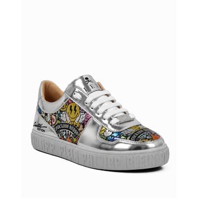 Sneaker PHILIPP PLEIN "Smile", Herren, Gr. 47, Normalschaft, 70, silber, Schuhe Sneaker