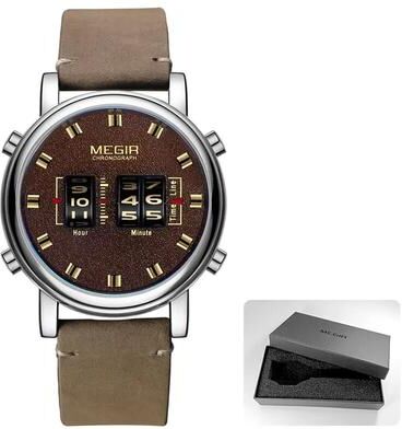Youfap Market Military Sport New Luxury Watches Men, Stainless Steel Mesh Strap Wristwatch, Pointer Quartz Watch Man Fashion brown Silver