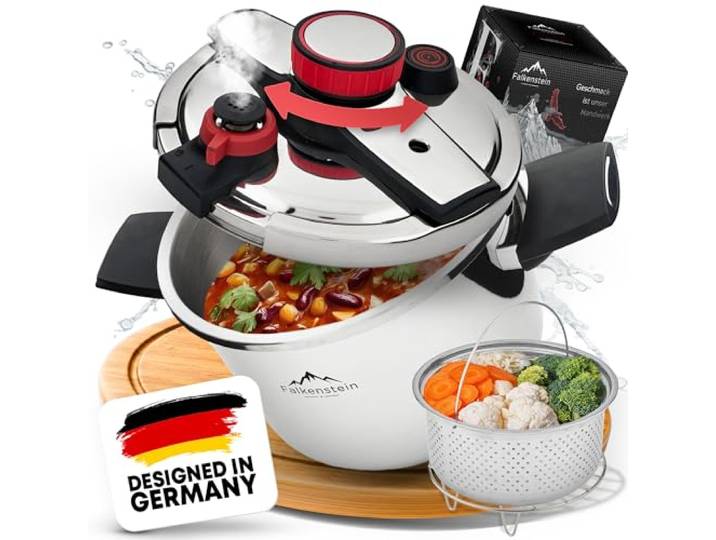 𝐅𝐚𝐥𝐤𝐞𝐧𝐬𝐭𝐞𝐢𝐧 Schnellkochtopf 6l [mit Garkorb] Pressure Cooker