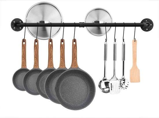 Multifunctioneel keukenaccessoire van roestvrij staal in zwart of zilver, wandmontage