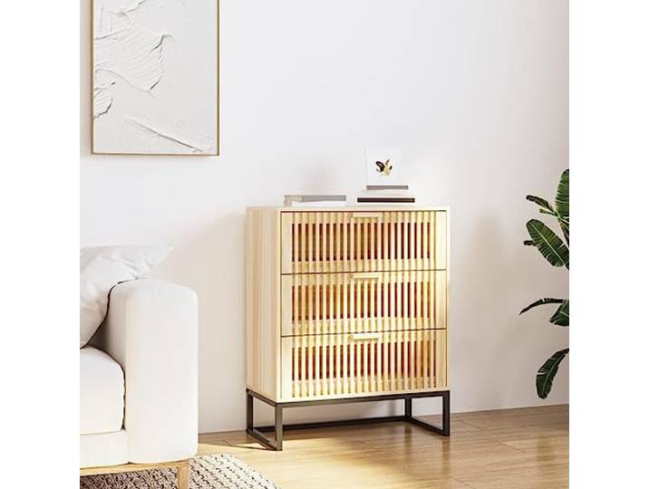 KGHFDVB Sideboard 60x30x75 cm Holzwerkstoff Mit Eisenbeinen, viel Stauraum, Holzschubladen, für Wohnzimmer