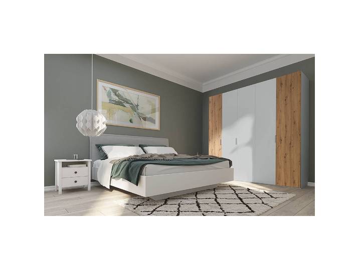 Armoire pure artisan 225 x 222cm Gris/Gris soie/Imitation chêne Artisan