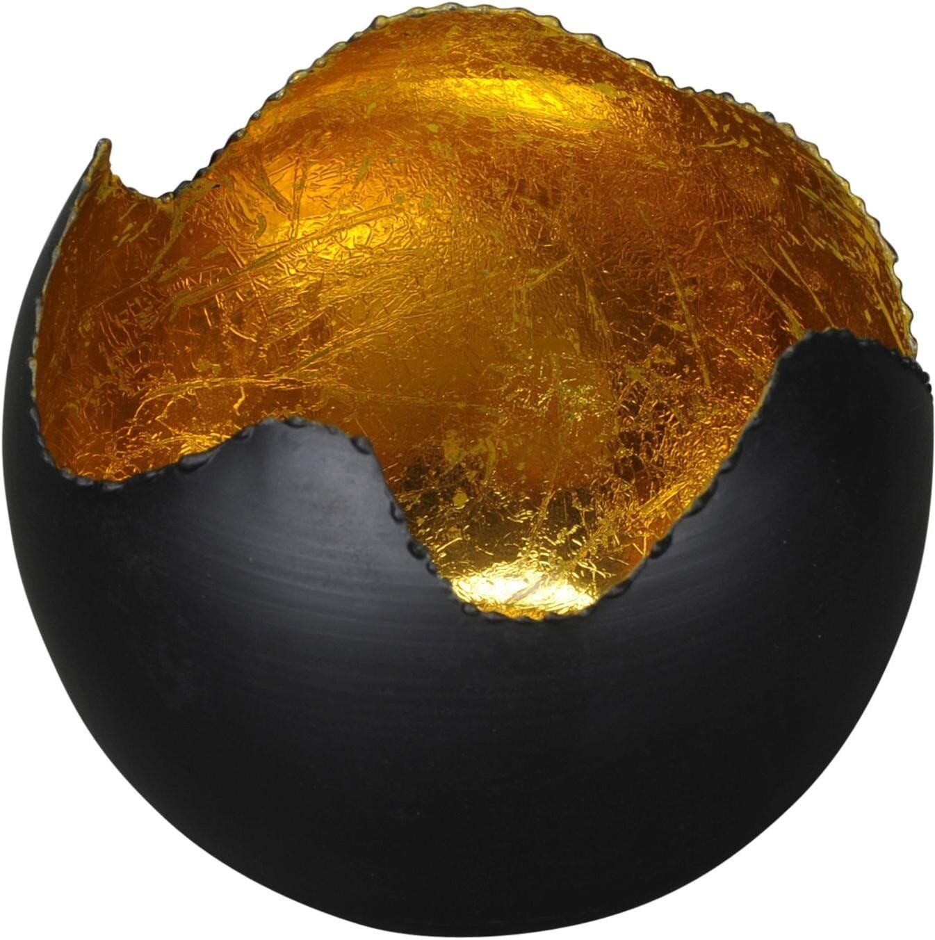 Windlicht COCON "COCON Schwarz-Gold", gold (schwarz, gold), H:12cm Ø:14cm, Eisen, Kerzenhalter, Windlicht schwarz, gold B/H/T: 12cm