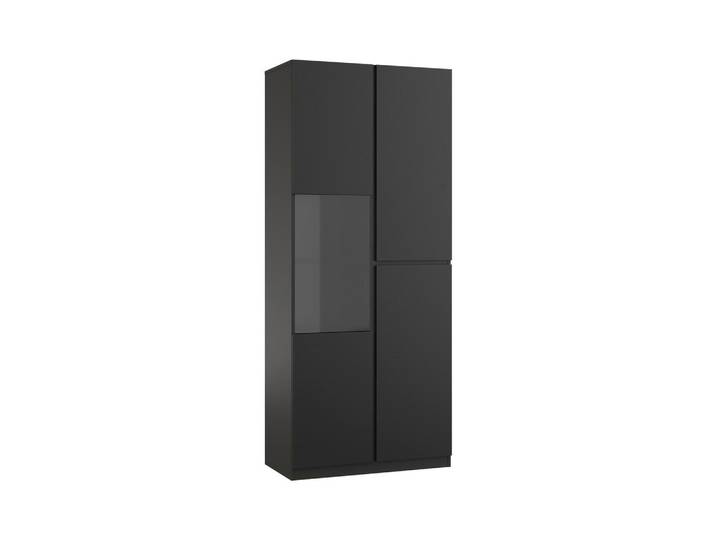 Mid.you Vitrine Bern, Schwarz, Glas, 10 Fächer, 79.4x187.5x40 cm, stehend, Esszimmer, Vitrinen, Vitrinenschränke
