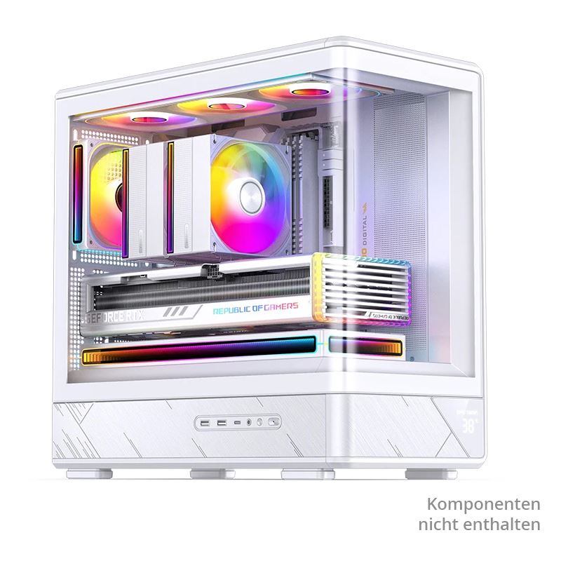 Jonsbo D200 Midi-Tower, mATX, Tempered Glass, Mini Temp Display - weiß