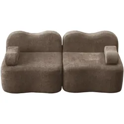 MODFU Modulares rahmenloses Sofa aus Samt in Braun mit Wellenform