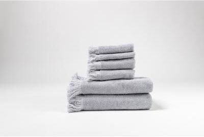 Mediterranean 6-Piece 100 Cotton Bath Towel Set in Silver