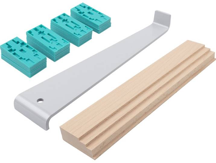 wolfcraft - Laminaat legset - Complete set PVC leggen - Trekijzer - Slaghout - Stelwiggen - 22-delig - 6931000