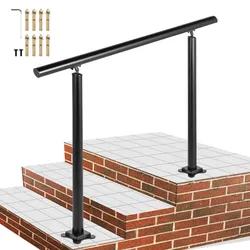 VEVOR Treppengeländer 0,914 m außen Geländer aus Aluminium, Schwarz Hauseingangsgeländer Handlauf mit einem internen Sechskantschlüssels und 8 M6-Erweiterungsschrauben für Privathaushalte, Bürobereiche